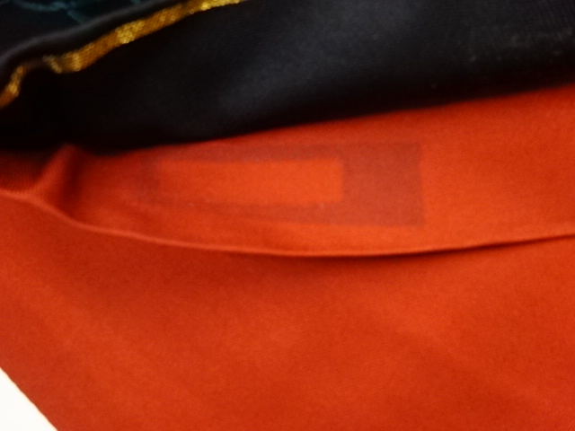  葉に華文模様織出し袋帯